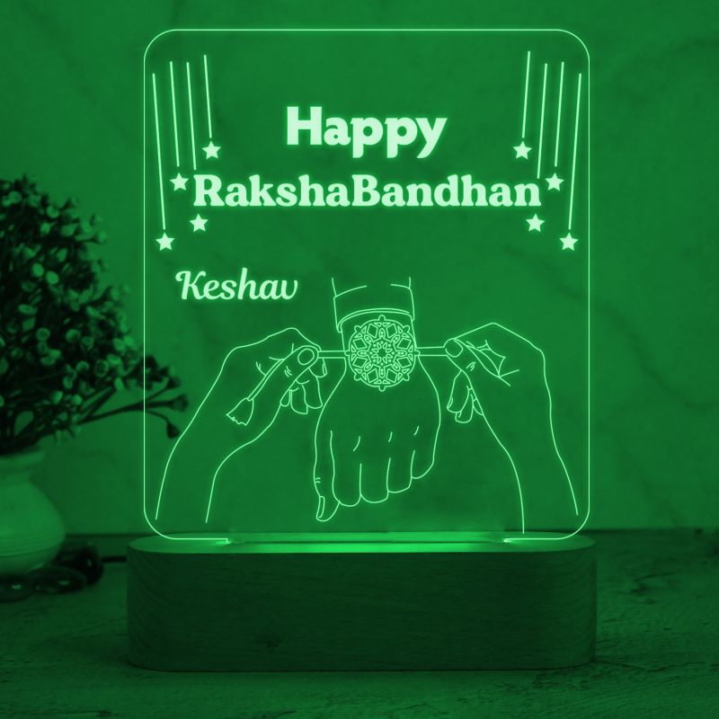 Gift Me Bazar Personalized Happy Raksha Bandhan Night Lamp with Multicolored Light